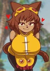 big_breasts flirting_look kit_(gameoverse) kittenplay love seireiart smirk