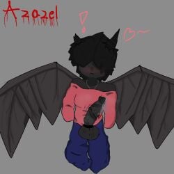 femboy male_only hung_trap azazel_(the_binding_of_isaac) the_binding_of_isaac hyper_balls hyper_penis hyper simple_background demon horns wings massive_penis big_penis coopher self_upload