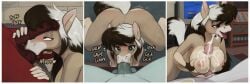 absurd_res anthro ball_suck bodily_fluids breast_play breasts cum cum_on_breasts fellatio female first_person_view gangbang genital_fluids group group_sex halo_(series) hi_res male male/female marsminer microsoft nipples oral penile saliva sex sucking text titfuck xbox_game_studios