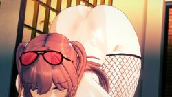 tropicali koikatsu 3d game_cg 1girls rina_(tropicali) fishnets glasses_on_head