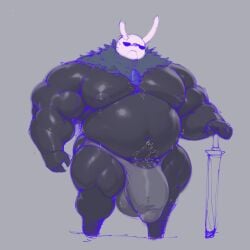 abbamusa410791 balls bara big_balls big_bulge big_penis black_body bulge flaccid hollow_knight insect male male_only musclegut muscles muscular overweight penis solo solo_male zote zote_the_unmighty