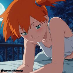 1boy 1girls anime anime_style anus artist_name ass ass_focus ass_grab backboob bare_shoulders blush bottomless breasts clenched_teeth clothed_female_nude_male clothed_sex cum cum_in_ass cum_in_pussy cum_inside cum_overflow dark-skinned_male dark_skin doggy_style erection fansly female from_behind hi_res high_quality high_resolution highres huge_ass hugging_object interracial kasumi_(pokemon) looking_at_viewer looking_back on_bed orange_hair original_character penis pillow pillow_hug pokemon pokemon_(anime) pokemon_(classic_anime) pokemon_rgby pov pussy sex sex_from_behind shirt_lift short_hair side_ponytail solo_focus staxxy staxxy2 straight sweat tank_top teeth uncensored veins veiny_penis watermark