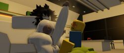 1boy 1femboy 1futa 1futanari big_ass big_balls big_breasts big_butt big_penis big_thighs bigger_female embarrassed femboy frightened futanari noob noob_(roblox) oc on_knees original_character pale_skin roblox robloxian scared smaller_male sweat sweaty_body testicles text throbbing_penis white_skin yellow_skin