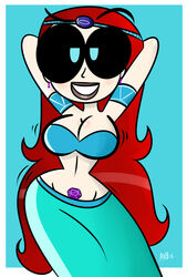 1girls atomickingboo belly_dancer belly_dancer_outfit belly_dancing belly_gem big_breasts breasts cartoon_network cleavage evil_con_carne female female_only goggles hair_down hips looking_at_viewer major_dr._ghastly navel raised_eyebrow red_hair smile solo solo_female the_grim_adventures_of_billy_and_mandy wide_hips