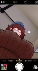 auburn_hair big_breasts blush breasts chubby_female cute dumb_girl friday_night_funkin friday_night_funkin_mod funny girlfriend_(friday_night_funkin) huge_breasts korean_nooby_(artist) massacre_girlfriend_(friday_night_funkin) millie_(mistful_crimson_morning) mistful_crimson_morning oc selfie nervous breasts_focus