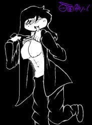 2d digital_media_(artwork) png self_upload uncensored watermark rhy-c deltarune susie_(deltarune) undertale_(series) furry furry_female scalie scalie_female monster monster_girl 1girls 1girl solo solo_female solo_focus pixel_art monochrome ahe_gao ahegao ahegao_face tongue tongue_out freckles freckles_on_face abs six_pack jacket long_hair tears tears_in_eyes tears_of_joy clothed shirt shirt_lift shirt_up shirt_pull pulling_shirt pulling_shirt_up exposed_breasts breasts breasts_out tits titties nipples pants shoes