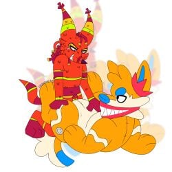 animate_inanimate anthro balloon balloon_animal balloon_fetish bandetto canid canine dry_humping duo fox fr34krave from_front_position hand_on_belly hi_res humping inflatable lapfox_trax living_pinata lying m1llipedez male male/male mammal missionary_position mute on_back pinata pool_toy rubbing rubbing_penis sex smile smirk the_quick_brown_fox