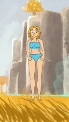 barefoot bathing_suit blonde_hair dancing feet looking_at_viewer outdoors princess_zelda seejaydj swimsuit tagme the_legend_of_zelda the_legend_of_zelda:_breath_of_the_wild video