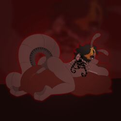 absurd_res anthro anus arthropod big_butt bodily_fluids butt cum cum_drip cumshot dark_hair dreadlocks dripping ejaculation feet fr34krave genital_fluids genitals grinding hi_res hug hugging_object hugging_pillow lying m1llipedez male masturbation millipede myriapod nude on_front penis pillow pillow_humping segmented_tail solo trans_(lore) trans_man_(lore)