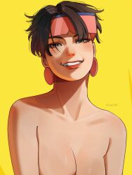 drawink marvel marvel_comics jubilee jubilation_lee 1girls female female_only tasteful_nudity bare_shoulders breasts breasts_out partially_nude suggestive sexually_suggestive short_hair shades lipstick earrings asian asian_female chinese_female mutant_(marvel) x-men aroused_female smiling_at_viewer looking_at_viewer nipples_out_of_frame artistic_nude big_breasts casual_nudity