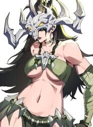 1girls bare_shoulders big_breasts black_hair clothed clothing color female female_focus female_only hela hela_(marvel_rivals) hela_(savage_monarch) hi_res large_breasts light-skinned_female light_skin long_hair marvel marvel_rivals solo solo_female thick_thighs todrawki