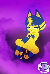 1girls 2021 animal_crossing ankha ankha_ride_(minus8) anus blue_hair cat_ears cat_tail catgirl felid feline felis female fur furry furry_only hi_res looking_at_viewer naked nintendo nipples nude pussy rizapiska tail yellow_fur