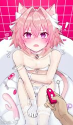 ! 2boys absurd_res anal_beads animal_ears astolfo_(fate) background bathroom bathtub blush bra bulge cat_ears choker controller crossdressing detailed_background dildo embarrassed eye_contact eyelashes eyes fate/grand_order fate_(series) femboy garter_belt garter_straps girly gloves hair hair_ribbon hand heart high_resolution holding_controller holding_object hypnosis lingerie looking_at_another looking_at_viewer male nangz1 neckwear open_eyes open_mouth panties penis_bulge pink_eyes pink_hair po purple_eyes remote_control_vibrator sex_toy short_hair sitting spiral_eyes stockings sweat thighhighs thighs underwear vibrator white_bra white_handwear white_panties