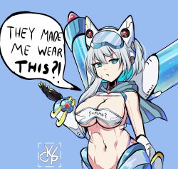 big_breasts blue_eyes ico_(mega_man) klopsiak mega_man mega_man_x_dive robot silver_hair swimsuit swimsuit_ico_(x_dive) tagme