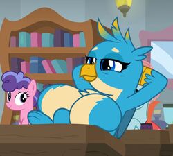 big_breasts blue_eyes breasts correct_artstyle female feral friendship_is_magic gallus_(mlp) griffin my_little_pony rule_63 tagme