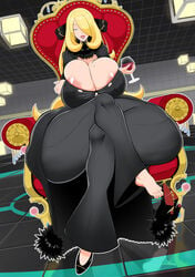 alternate_breast_size areola areola_slip areolae ass background big_ass big_breasts big_butt blonde_hair breasts breasts_bigger_than_head breasts_bigger_than_torso bursting_breasts chair clothed clothing crossed_legs curvy cynthia_(pokemon) fat_ass feet female female_only game_freak grey_eyes hair_over_one_eye high_heels holding_glass holding_object huge_areolae huge_ass huge_breasts huge_butt huge_nipples huge_thighs hyper_ass hyper_thighs long_hair looking_at_viewer looking_pleasured massive_ass milf mole mole_on_breast nipple_bulge pokemon pokemon_(game) re411 shoe_dangle shoes side_boob sitting sitting_on_chair thick_ass thick_thighs thighs_bigger_than_breasts thighs_bigger_than_head thighs_bigger_than_torso toes uniform voluptuous wide_hips wine wine_glass