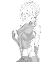 1boy androgynous blush erection femboy girly konery_(reasonyou) male male_only monochrome nijisanji nipple_bulge nipples otoko_no_ko pice1234 ryushen ryuushen sketch solo trap virtual_youtuber