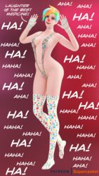 3d blender brainwashing breasts clown clown_girl clown_nose clownification female female_only hypnosis kneehighs laugh mercy mind_break mind_control overwatch rainbow_hair sling_bikini smile supercasket swimsuit thighhighs