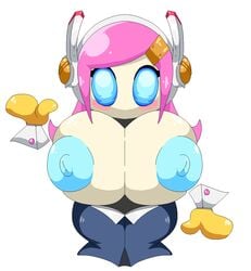 1girls alien alternate_breast_size blue_eyes blue_nipples breasts bust female female_focus female_only gigantic_breasts gloves huge_breasts kirby_(series) kirby_planet_robobot kirby_star_allies mouthless mouthless_female nintendo nipples pink_hair pixel_art solo subjectdie_(artist) susanna_patrya_haltmann susie_(kirby) white_background