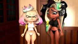 2girls 3d 3d_(artwork) breasts chakraeyes dark-skinned_female dark_skin duo female female_only light-skinned_female light_skin marina_(splatoon) nintendo pearl_(splatoon) splatoon splatoon_2 tagme