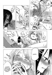 bang_dream! blonde_hair brown_hair censored clothing comic fingering fingering_through_panties lesbian okusawa_misaki panties tsurumaki_kokoro wet yuri