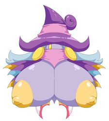 1girls alternate_breast_size anthro areolae breasts bust drawcia female female_focus female_only gigantic_breasts huge_breasts kirby_(series) nintendo nipples pixel_art purple_skin solo subjectdie_(artist) white_background witch witch_hat yellow_areola