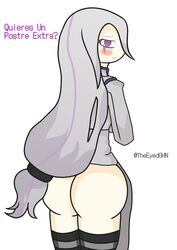 1girls back_view fhs fhsz3r0 fnafhs fnafhs_z3ro long_hair mai_(fnafhs) purple_eyes purple_hair sole_female spanish_text two_tone_hair white_hair