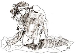 2boys all_fours anal ass clothed_sex doggy_style gay interracial jojo's_bizarre_adventure jotaro_kujo male male/male male_only n'doul stardust_crusaders yaoi