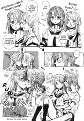 blonde_hair brown_hair clothed kissing okusawa_misaki tagme tsurumaki_kokoro yuri