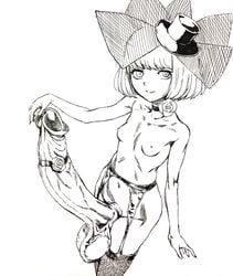 1futa areolae balls bangs big_balls bob_cut breasts character_request choker cock_ring decensored fishnet_stockings fishnets flower_choker futa_only futanari garter_belt garter_straps hat high-angle_view huge_cock huge_penis human looking_at_viewer mini_top_hat monochrome nipples nude penis radiohead small_breasts small_but_hung solo standing thighhighs