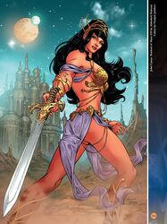 a_princess_of_mars abhishek_malsuni ass barsoom black_hair chest_plate dejah_thoris fit_female holding_weapon john_carter_of_mars large_breasts loincloth long_hair looking_at_viewer looking_back martian nanjan_jamberi official_art pink_skin royalty silver_eyes sword thick_thighs