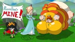 3girls air_inflation air_pump angry ashley_(warioware) ass ass_expansion ass_growth bicycle_pump big_ass big_breasts black_hair blonde_hair breast_expansion breasts brown_hair butt_expansion cheek_bulge crown full_body_inflation huge_ass huge_breasts inflation mario_(series) nintendo outdoors panties princess_daisy princess_rosalina spherical_inflation super_mario_bros. super_mario_galaxy text warioware yellow_hair