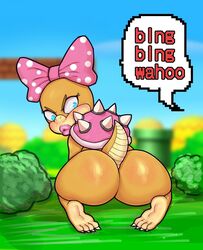 1girls anthro barefoot big_ass bow butt feet fluffnutterr from_behind looking_back mario_(series) shortstack shortstackified soles solo super_mario_bros. tagme thick_lips wendy_o._koopa yellow_scales yellow_skin