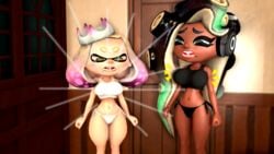 2girls 3d 3d_(artwork) breast_expansion breasts chakraeyes chocolate_and_vanilla dark-skinned_female dark_skin duo female female_only huge_breasts light-skinned_female marina_(splatoon) nintendo pearl_(splatoon) splatoon splatoon_2 tagme