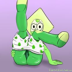 ass blonde_hair boxer_shorts boxers cameltoe capital-h clothing female female_only gem gem_(species) green_skin legs_up male_underwear peridot_(steven_universe) pussy shorts solo solo_female steven_universe thighs underwear vulva