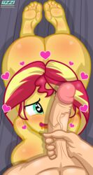 1boy 1girls ass big_breasts blush breasts cock_hungry cock_worship drooling equestria_girls feet friendship_is_magic hasbro heart human_male large_breasts looking_at_viewer male_pov my_little_pony offscreen_character offscreen_male penis pov straight sunset_shimmer uzzi-ponydubberx wingding_eyes