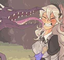 1boy 1girls blush clenched_teeth closed_eyes commission commissioner_upload corrin_(fire_emblem) corrin_(fire_emblem)_(female) crossover davewaterfalls defeated defeated_heroine disgusted drool drool_on_face female fire_emblem fire_emblem_fates hair_between_eyes imminent_rape imminent_sex licking licking_face long_hair medium_breasts metroid nintendo pointy_ears rape ridley saliva_drip silver_hair super_smash_bros. uncomfortable you_gonna_get_raped