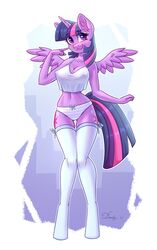 2021 alternate_version_available anthro breasts cleavage clothes dandy_(artist) female female_focus female_only friendship_is_magic hasbro my_little_pony nipples panties purple_eyes purple_hair see-through twilight_sparkle_(mlp)