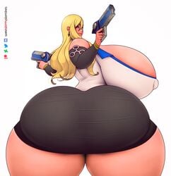 1girls ass_in_dress big_ass big_breasts edens_zero fully_clothed happy_(edens_zero) huge_ass huge_breasts rebecca_bluegarden someshittysketches thick thick_ass thick_legs thick_thighs wide_hips