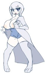 alternate_breast_size blue_eyes bob_cut breasts byternomar colored colored_sketch cute cute_face cute_fangs female gijinka human humanoid large_areolae large_breasts legendary_pokémon legendary_pokemon lugia lugia_gijinka original pokemon pokemon_(species) pokemon_gsc thick_thighs