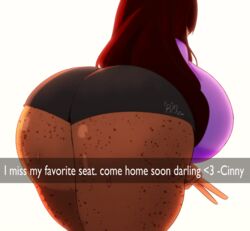 booty_shorts brown_hair brown_skin cinnamon_(riley_moore) female freckles hidden_face huge_ass huge_breasts presenting_ass presenting_hindquarters riley_moore_(artist) snapchat sweat thick_thighs