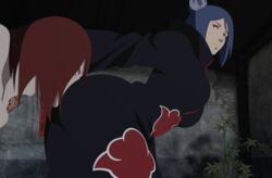 1boy 1boy1girl 1girls akatsuki_(naruto) blue_hair female konan nagato naruto naruto_(series) naruto_shippuden red_hair rimming rimming_female smelling_clothes sniffing sniffing_anus sniffing_ass tagme visualtoon