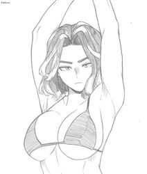 armpits arms_up big_breasts bikini bikini_top buff deadpan fit fit_female kaina_tsutsumi lady_nagant looking_at_viewer my_hero_academia rakkusu sketch