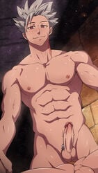 1boy ban_(nanatsu_no_taizai) black_monkey_pro erect_penis erection male male_focus male_nipples male_only mazjojo muscular_male nanatsu_no_taizai