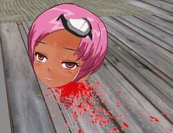 3d 3d_custom_girl animated bloodiba dark-skinned_female death decapitation execution female_death gif goggles_on_head guro pink_hair slash_&_execution thief