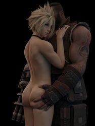 2boys 3d ass ass_grab barret_wallace blonde_hair blue_eyes choker cloud_strife dark-skinned_male dark_skin emberstock femboy final_fantasy final_fantasy_vii final_fantasy_vii_remake gay girly grabbing interracial light-skinned_femboy light-skinned_male light_skin male male_only pretty_boy size_difference skindentation trap twink uncensored yaoi