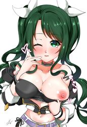 1girls d4dj green_hair nude shimizu_esora ya-man