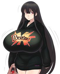 belly belly_button big_breasts blush busty chounyuu cleavage curvy enormous_breasts fate/grand_order fate_(series) gigantic_breasts huge_breasts hyper hyper_breasts large_breasts long_hair massive_breasts oda_nobunaga_(fate) pinkkoffin red_eyes sweater thin thin_waist top_heavy voluptuous