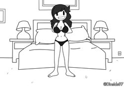 accurate_art_style bed bedroom bedroom_eyes black_bikini blush deadinside97 eyebrow_visible_through_hair full_body jaiden jaiden_animations jaidens_mom looking_at_viewer stripping taking_clothes_off youtube