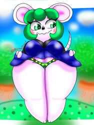 1girls 2021 animal animal_crossing animal_crossing_new_horizons anthro below_view blazedscarf breasts bree_(animal_crossing) curvaceous curvy furry mouse nintendo shortstack solo upskirt